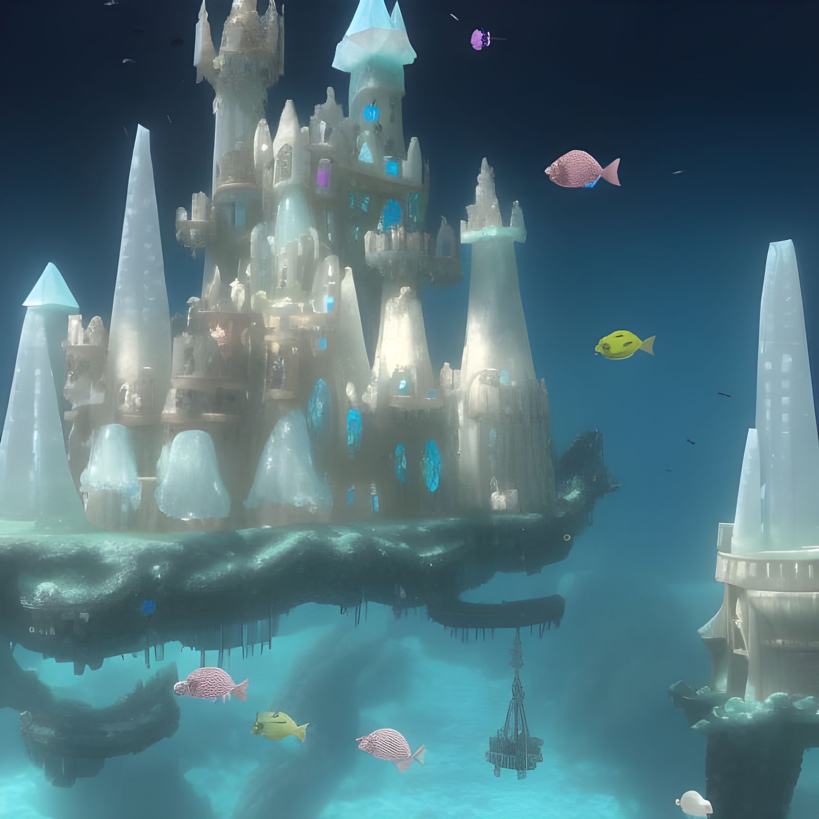 Underwater Crystal and Icicle Castle: Art Nouveau
