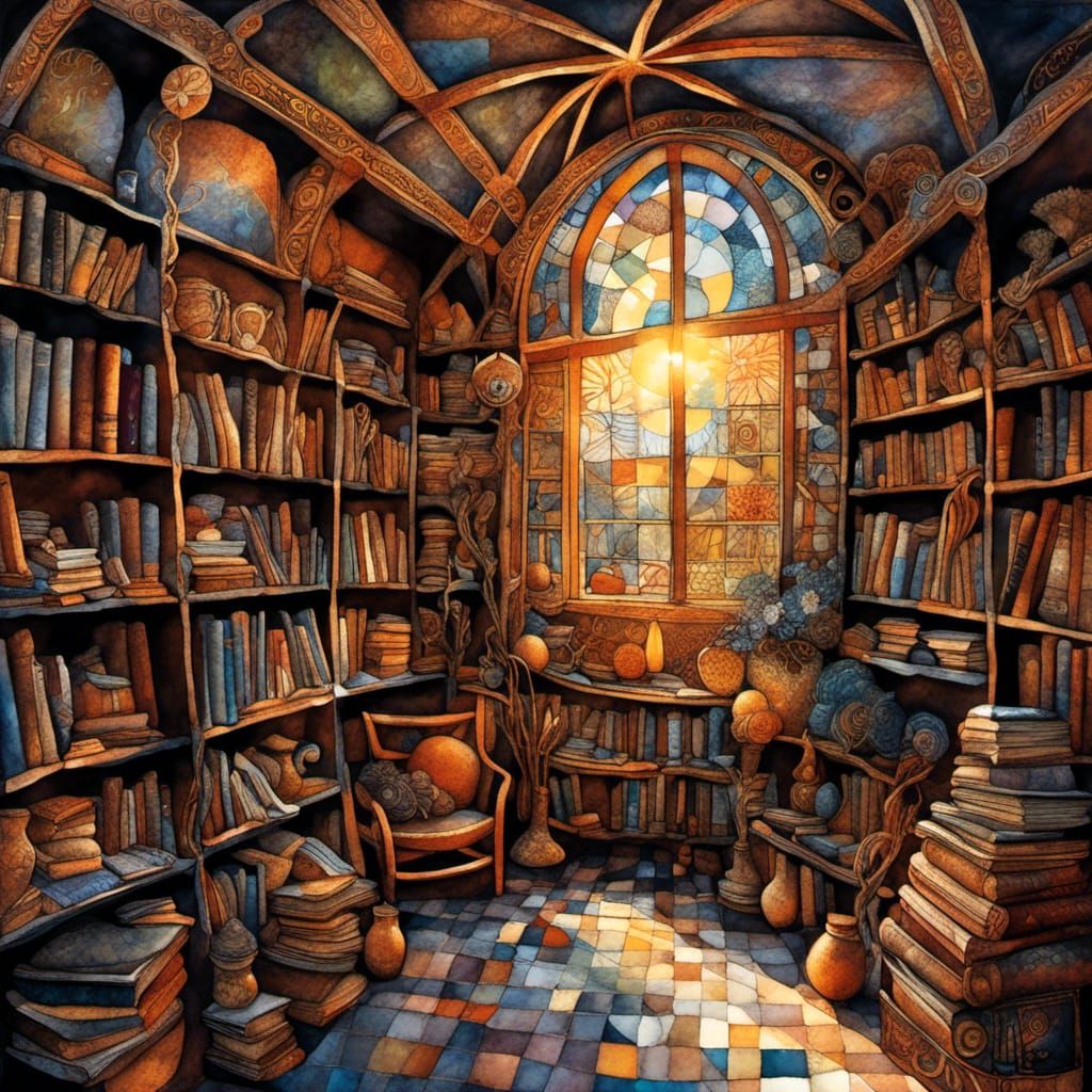 Bookshop in Style of Klee and Burch