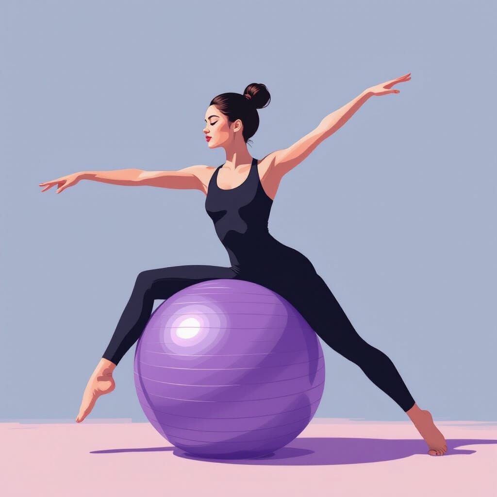 Woman Stretching in Minimalist Flat Art Style