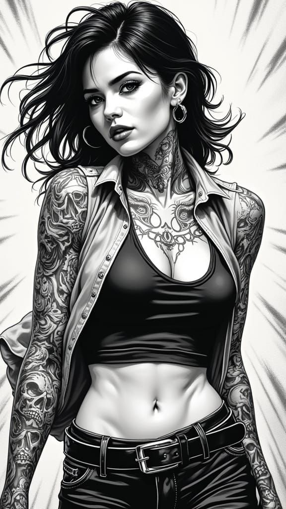 Rebellious Comic Book Icon Mid-Turn