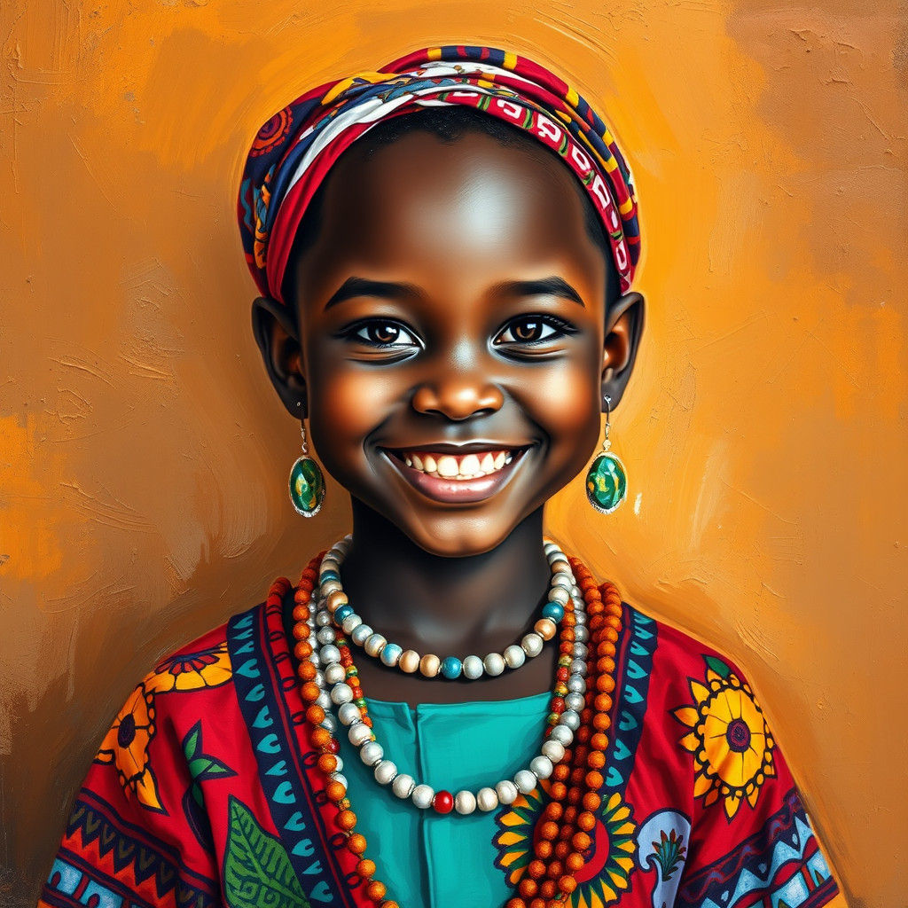 Vibrant Portrait of Young Girl in African Attire