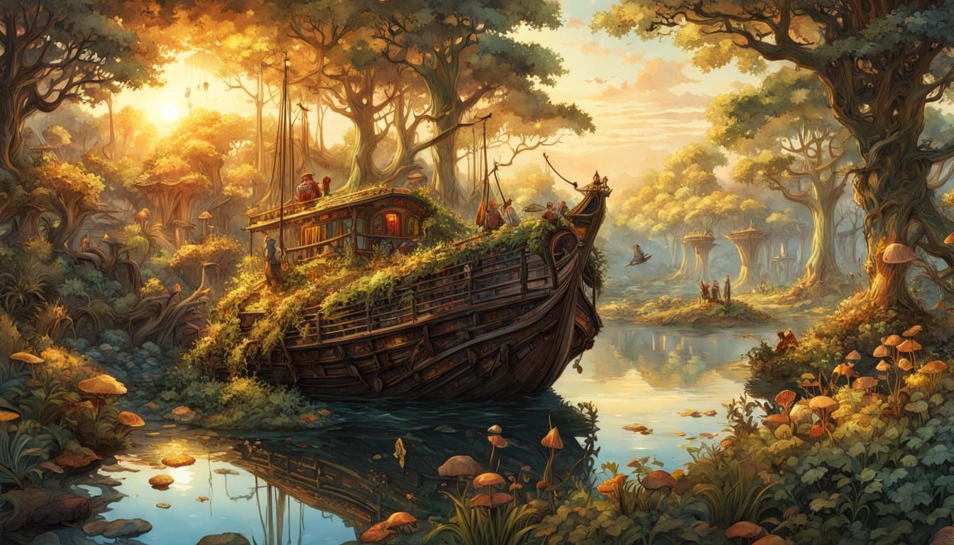 Sunset Harbor Scene with Boats and Mountains, Origami Paper ...