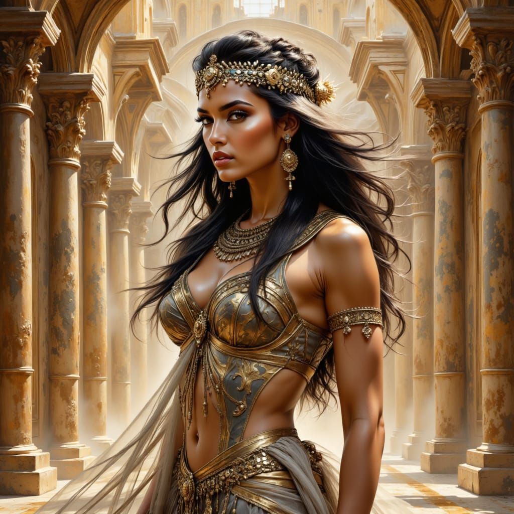 Hyperrealistic Egyptian Princess Portrait in Ancient Palace