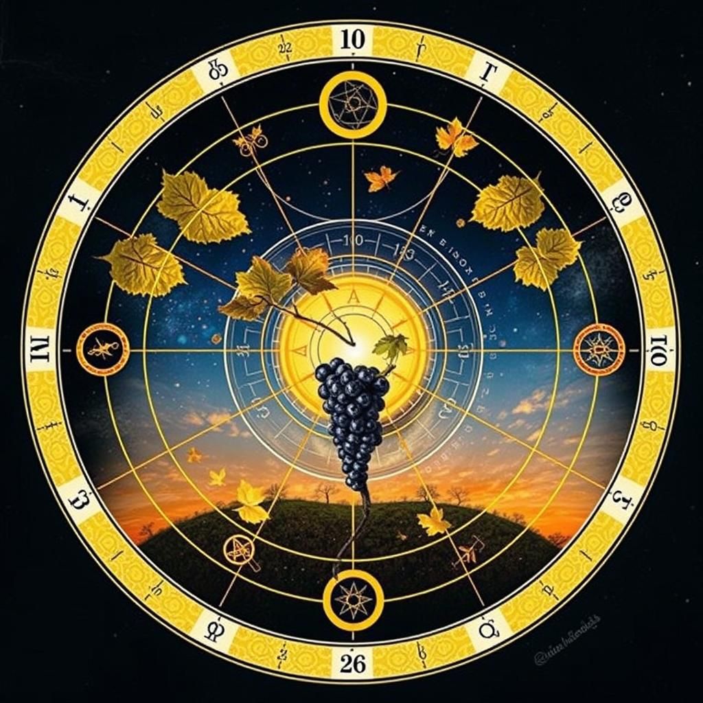 Ethereal Autumnal Equinox with Grapevines and Mandala