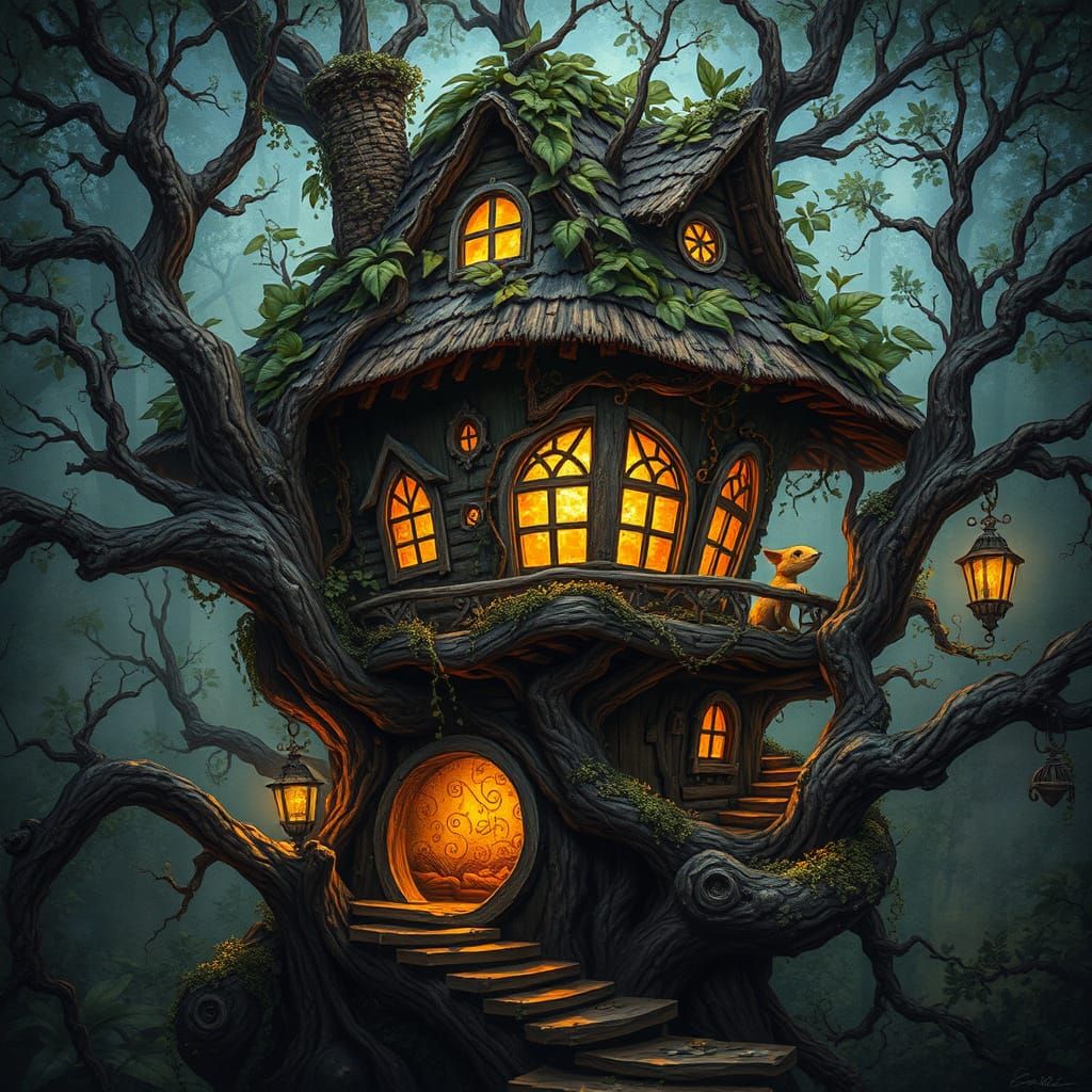 Enchanted Treehouse in Whimsical Realism