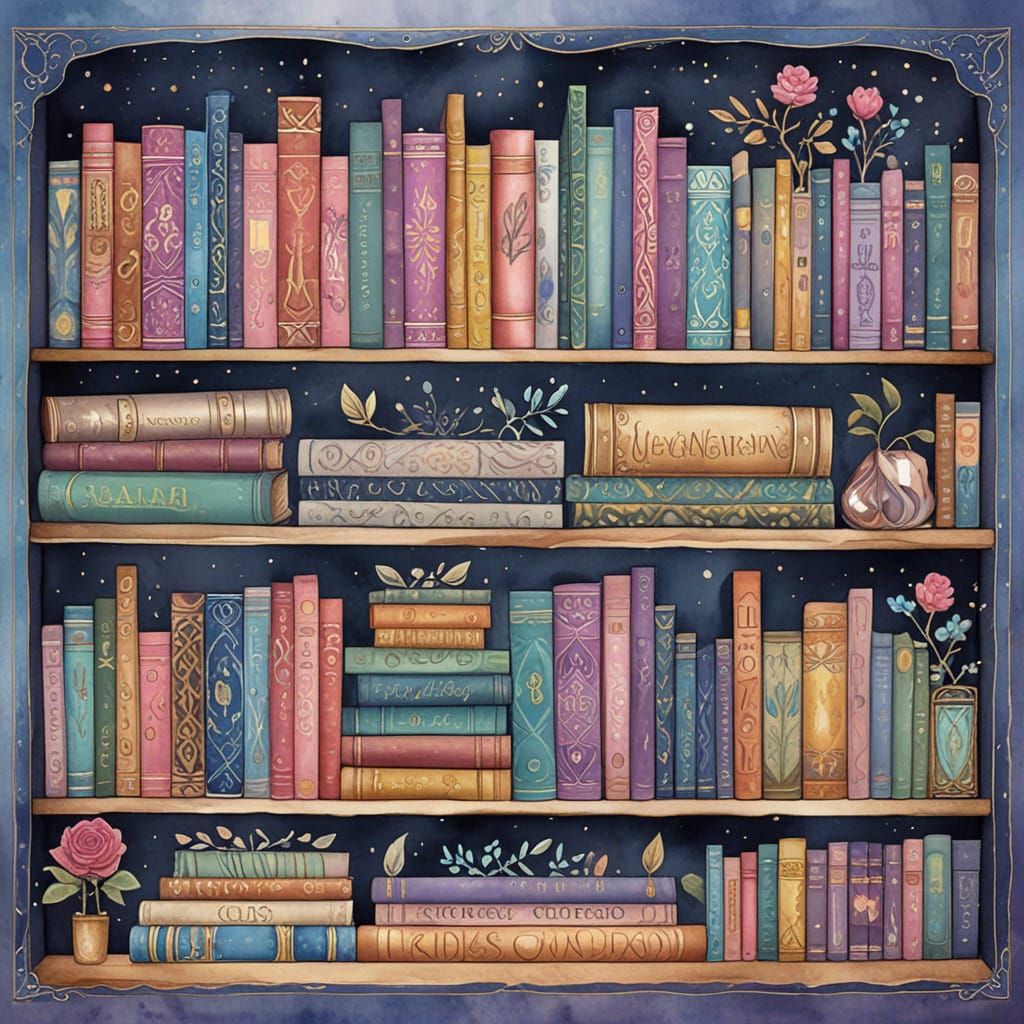 Enchanted Bohemian Library in Whimsical Colors