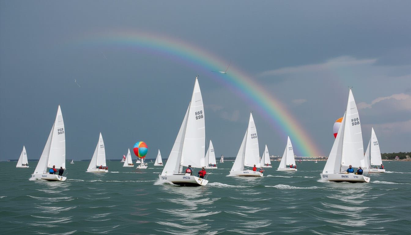 Sailboat Race Interrupted by Summer Storm Squall