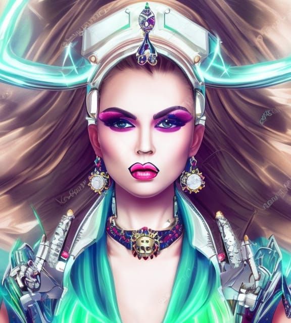 Glamorous Space Pirate Portrait in Futuristic Style