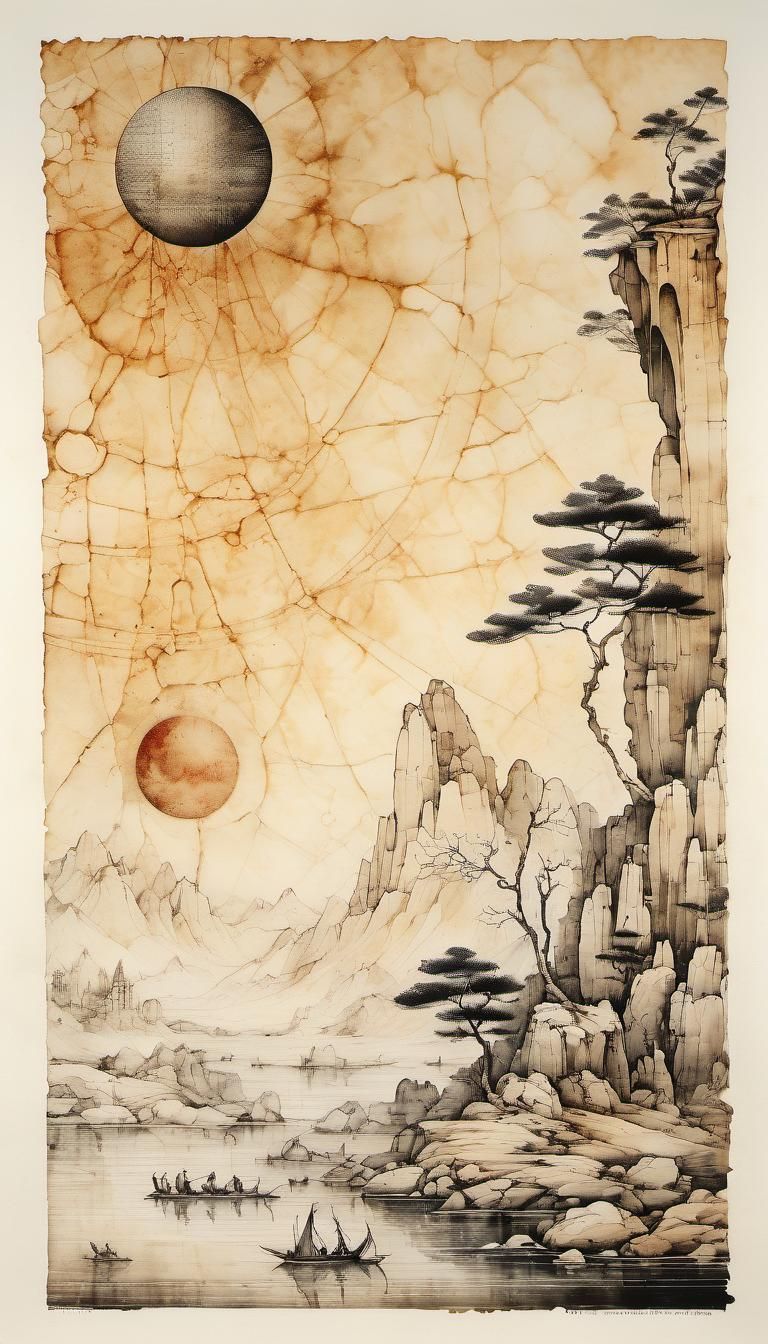 Constellation in Ancient Art Style on Papyrus