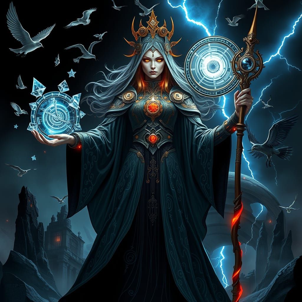 Dark Fantasy Chronomancer Unleashes Time Spell