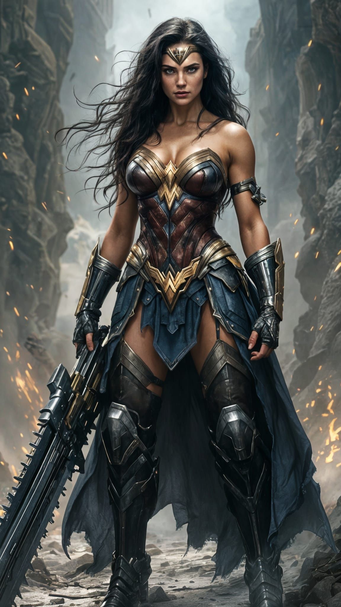 Wonder Woman as Sister of Battle in Grimdark Armor