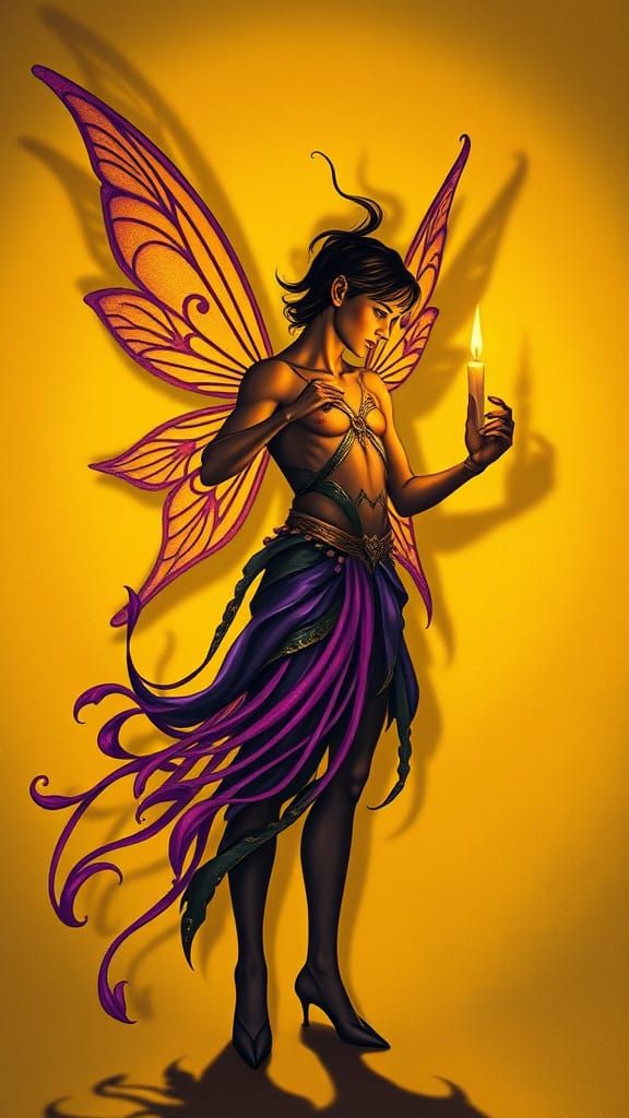 Male Fairy holds a Candle and Casts a Shadow Moebius contras...