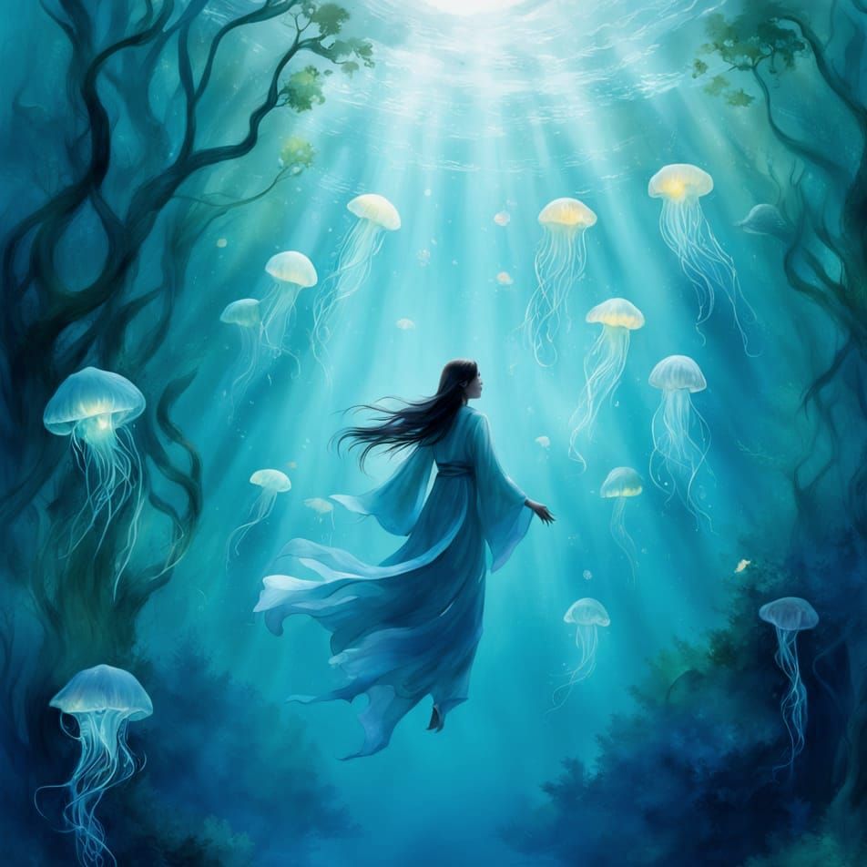 Bioluminescent Kelp Forest: Ethereal Underwater Scene