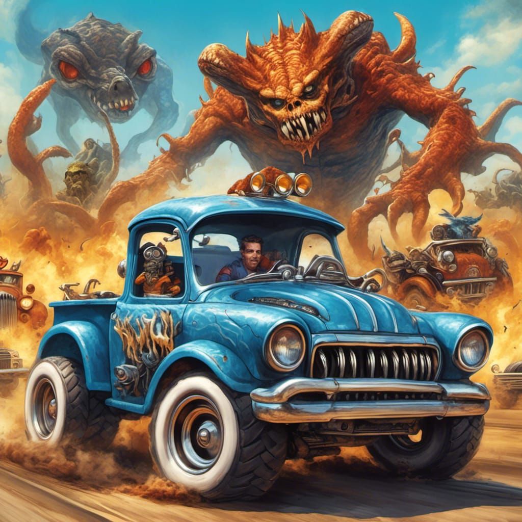 Freaky Gasser Hotrod Car Illustration