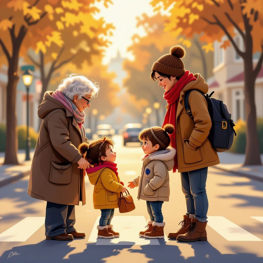 Heartwarming Digital Painting of Kindness and Community