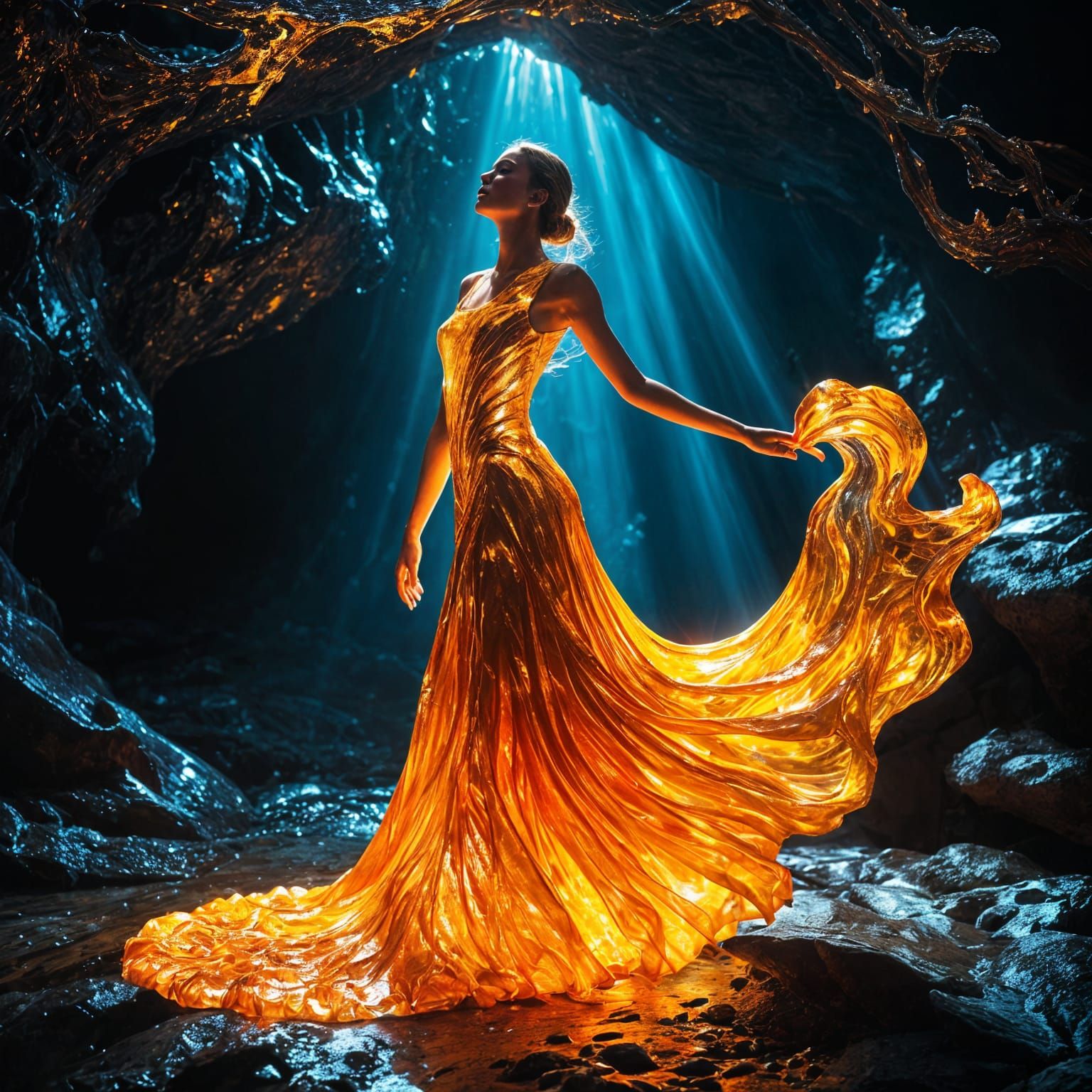 Ballroom Dancer in Molten Lava Gown