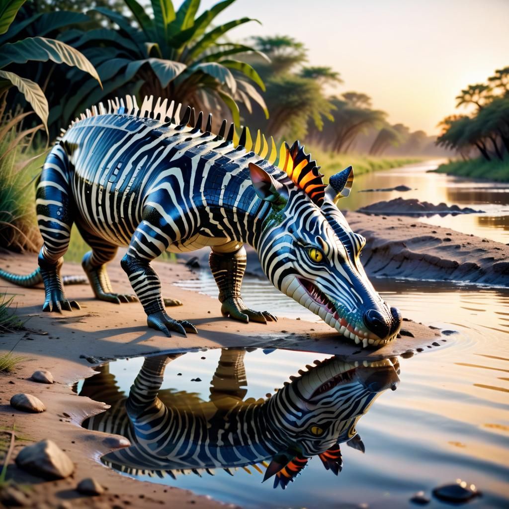Epic Zebra Crocodile Hybrid in Africa