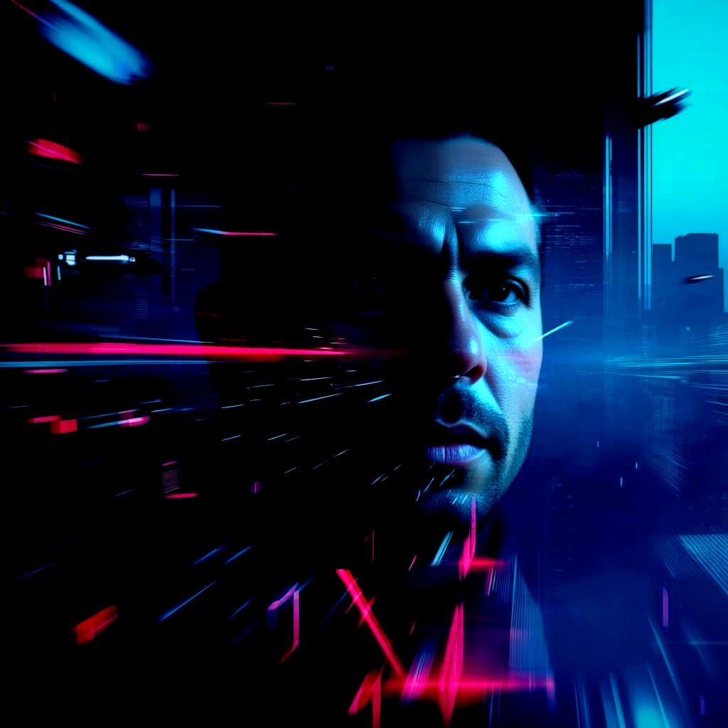 Serbian Woman's Face in Neon Cyberpunk Metropolis