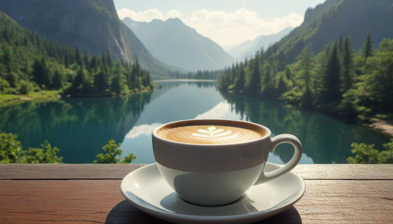 A cup of coffee in a magic place