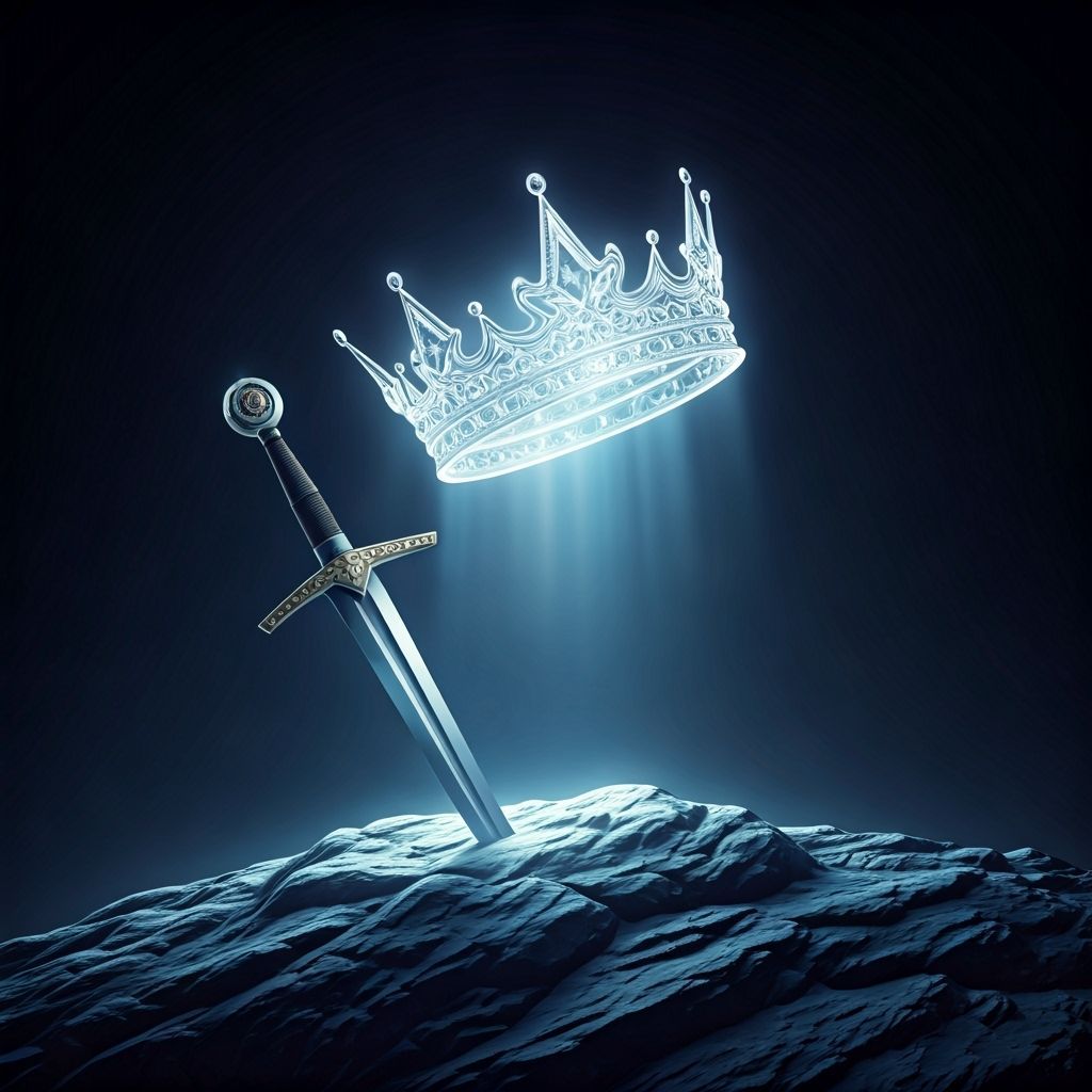 Ethereal Crown Hovers Over Excalibur In Mountain