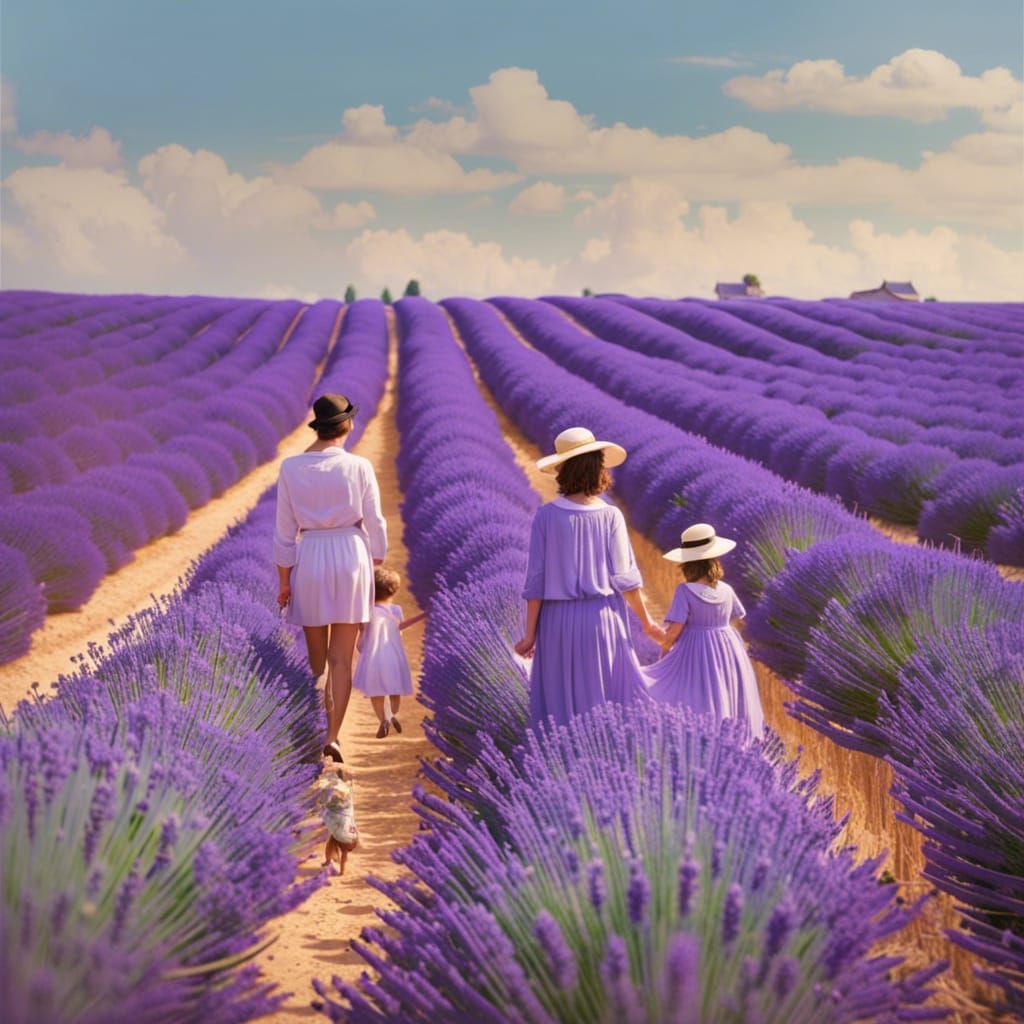 Family Stroll in Provence Lavender Fields