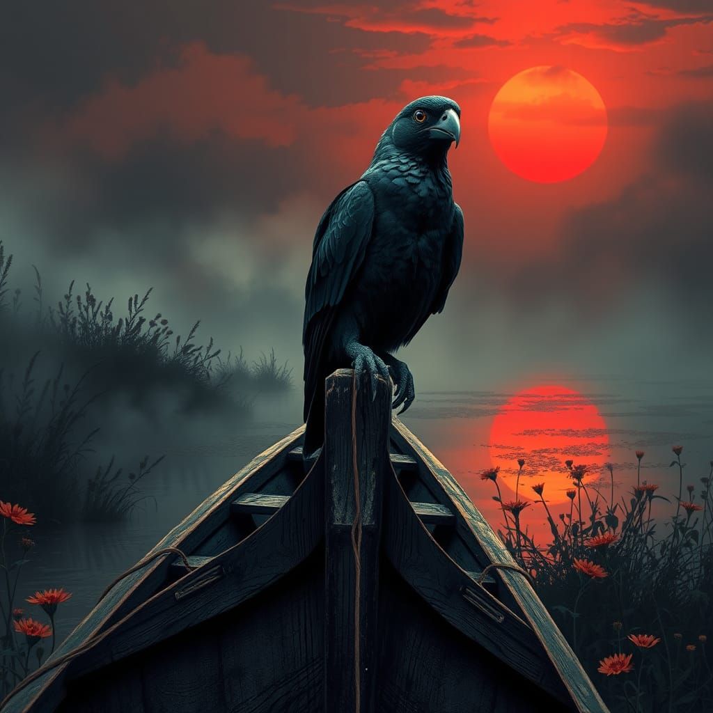 Jackdaw with Blue Eyes in Atmospheric Color Print Art