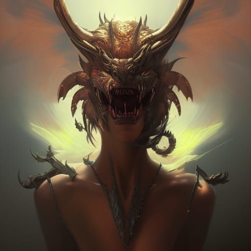 Demonic Eldridge Chimera Portrait in Hyperdetailed Style