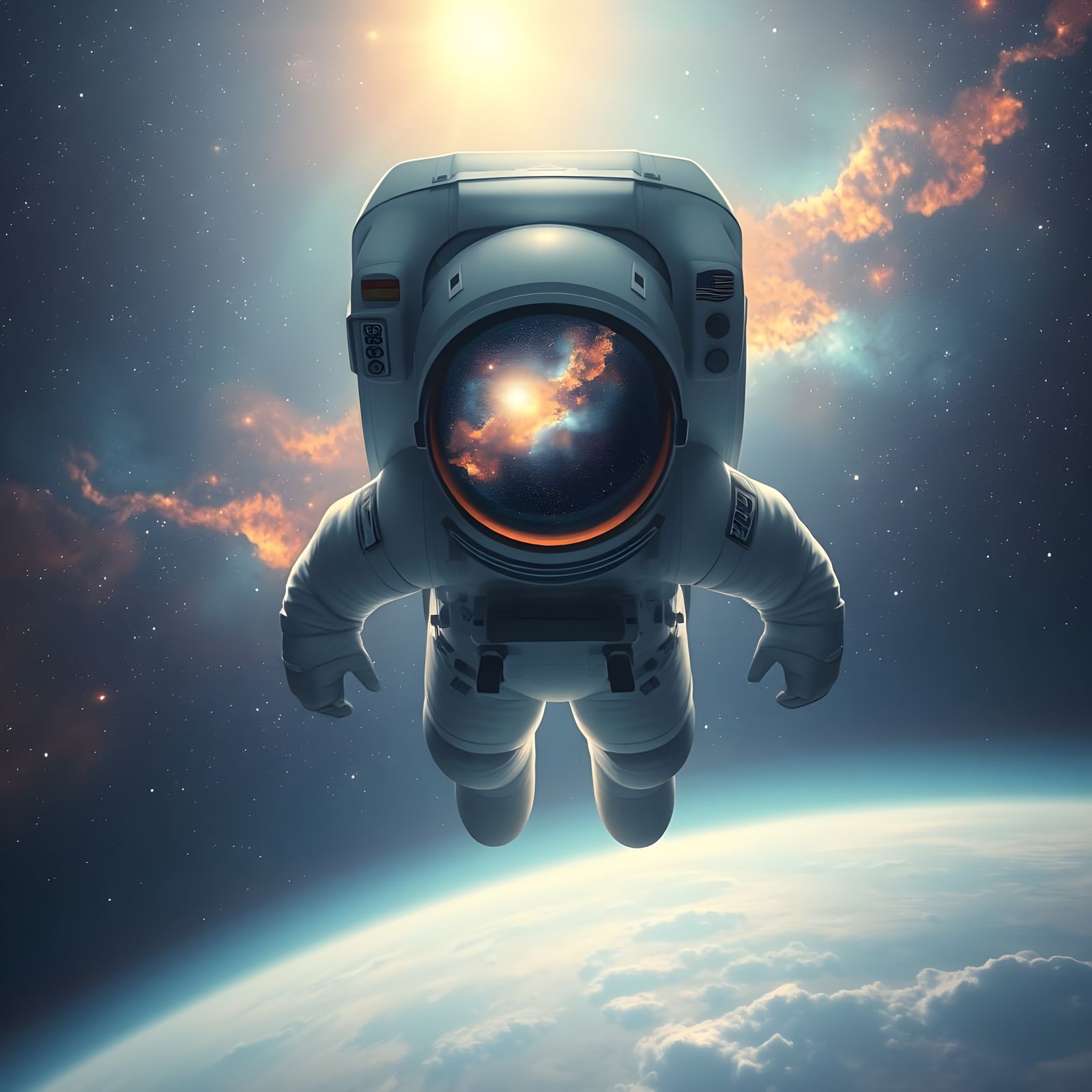 Astronaut's Cosmic Journey in Surreal Digital Painting