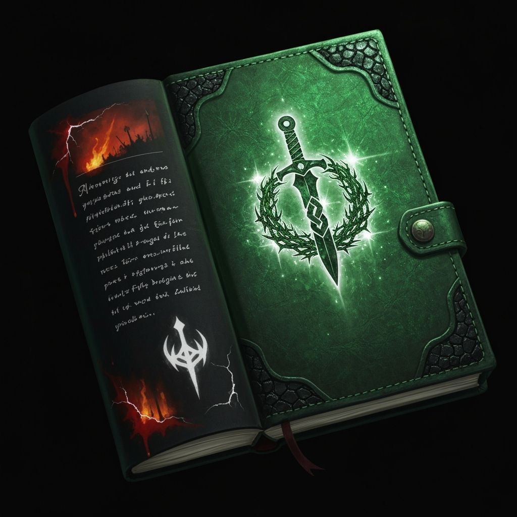 Dark Fantasy Journal with War Symbol and Abyssal Runes