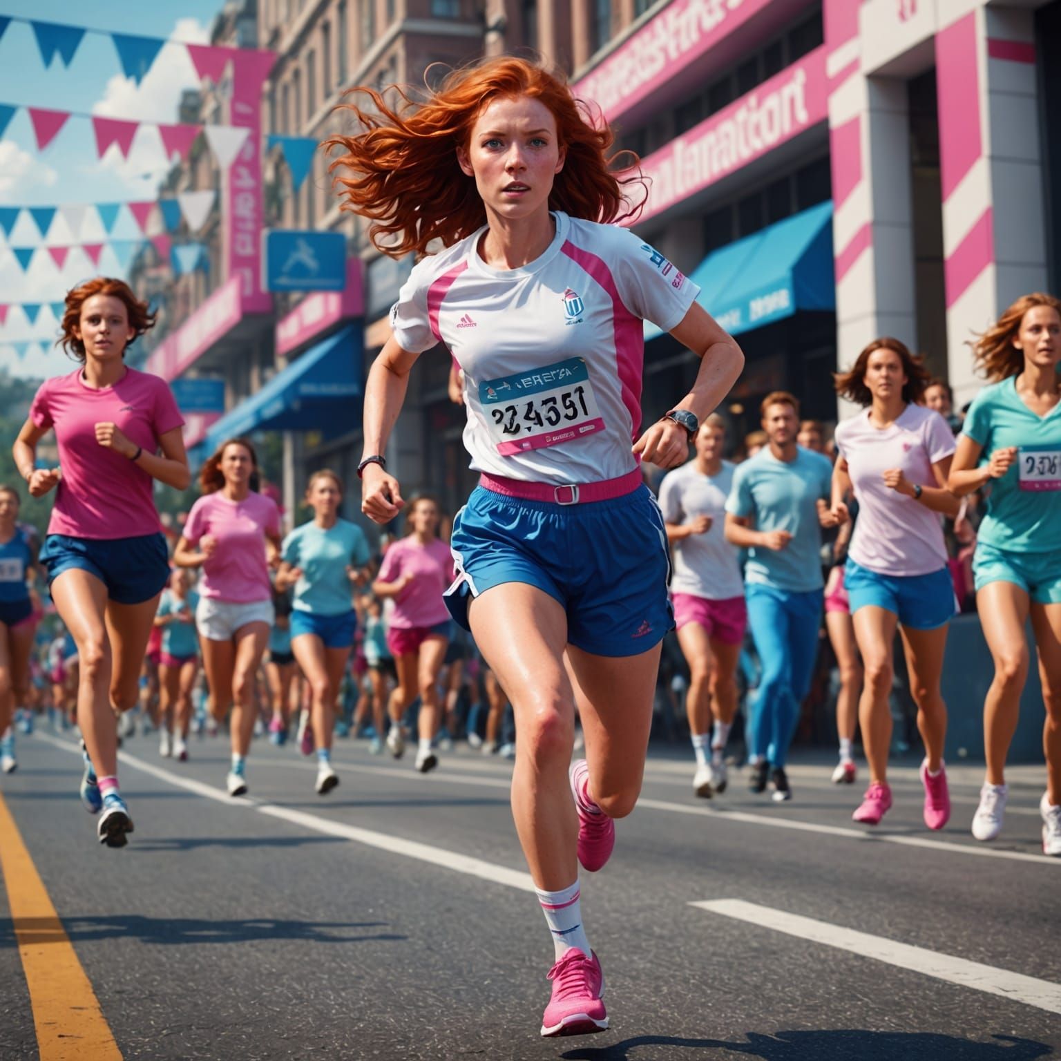 Fantastical Athlete Crosses Finish Line in Vibrant Colors