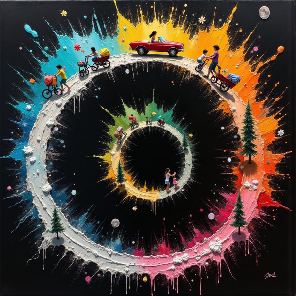 Life's Journey in Acrylic Splatter Painting