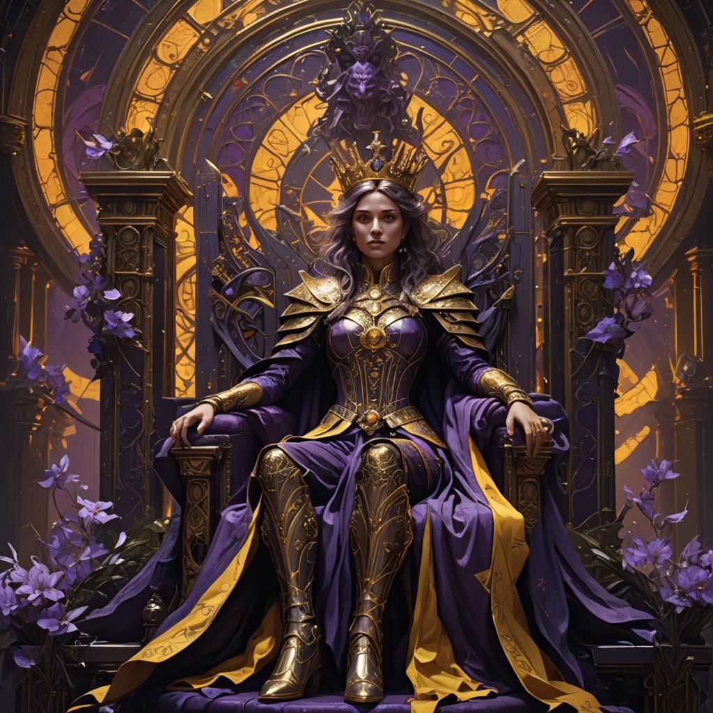 Fantasy Queen on Throne, Detailed Concept Art