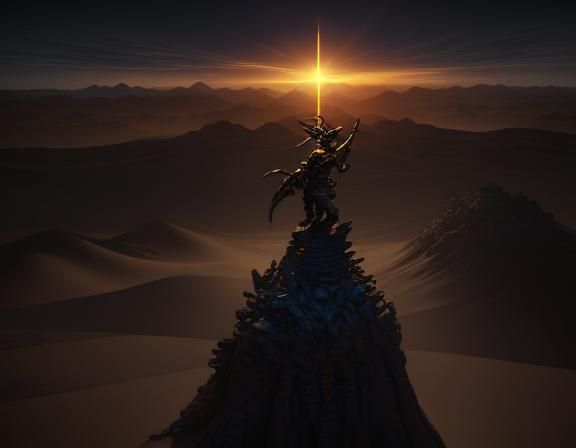 Bullywug Spellcaster in Desert Landscape, Fantasy Art