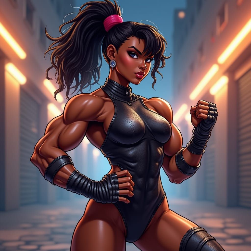 African American Woman in King of Fighters Style
