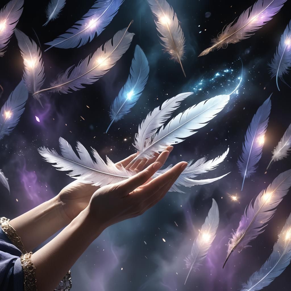 White Crystal Feather Patronus in Ethereal Light