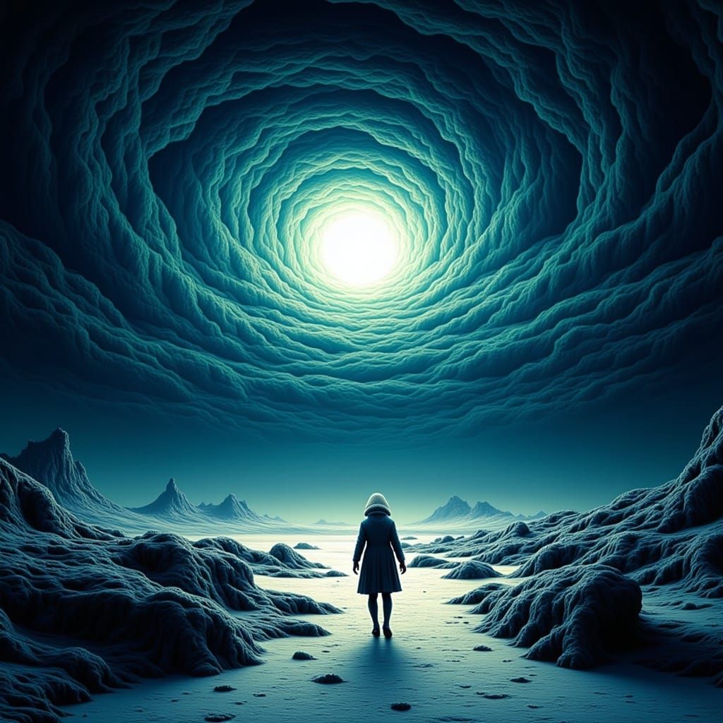 Ethereal Portal Over a Frozen Expanse