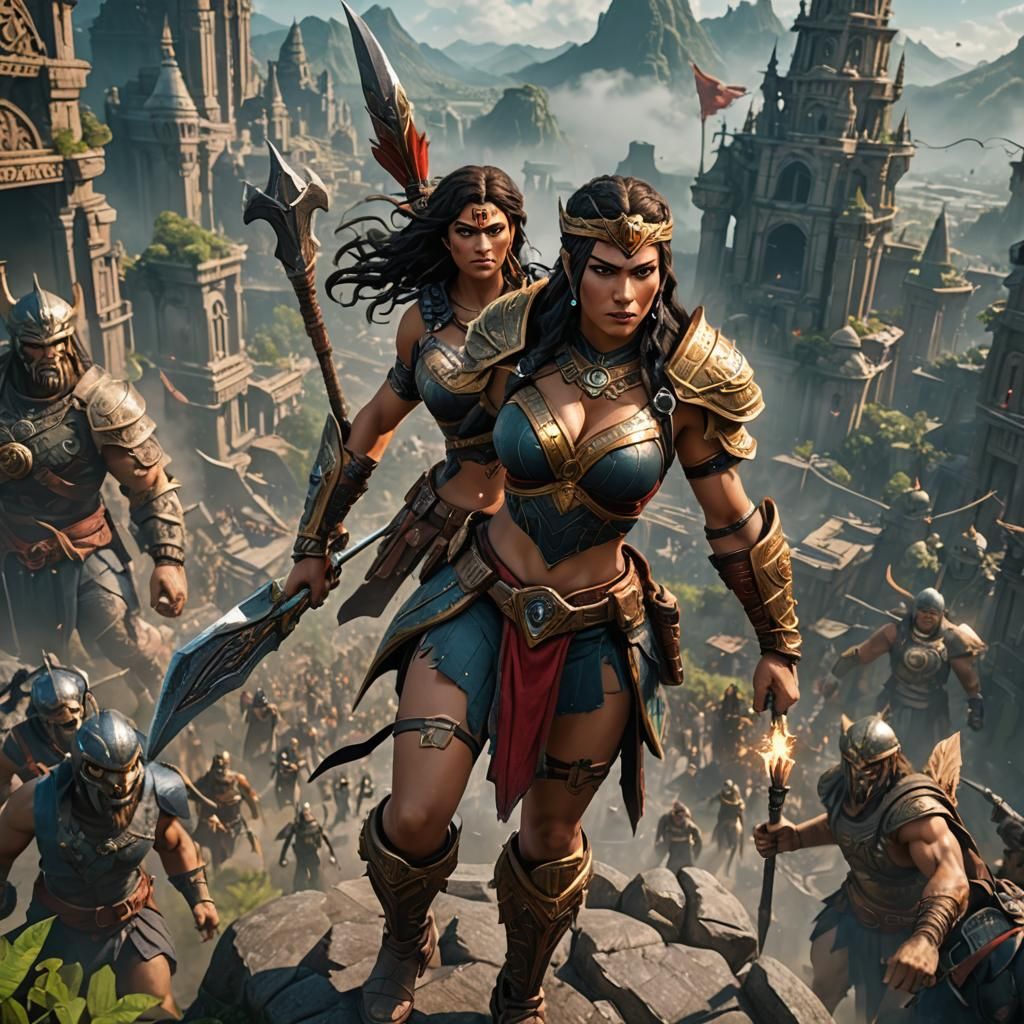 Amazon Giantess Warrior: Detailed Fantasy Concept Art