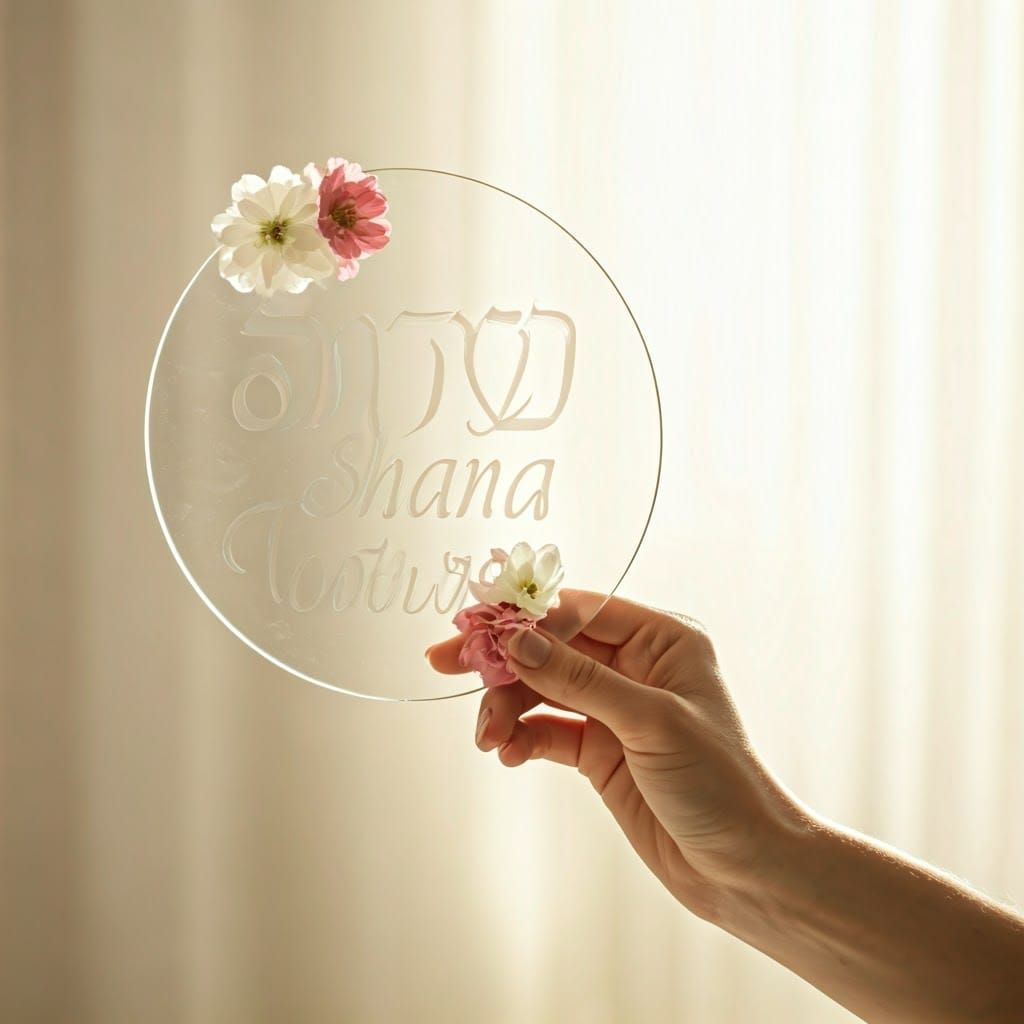 Floral Hebrew New Year Sign in Dreamy Style