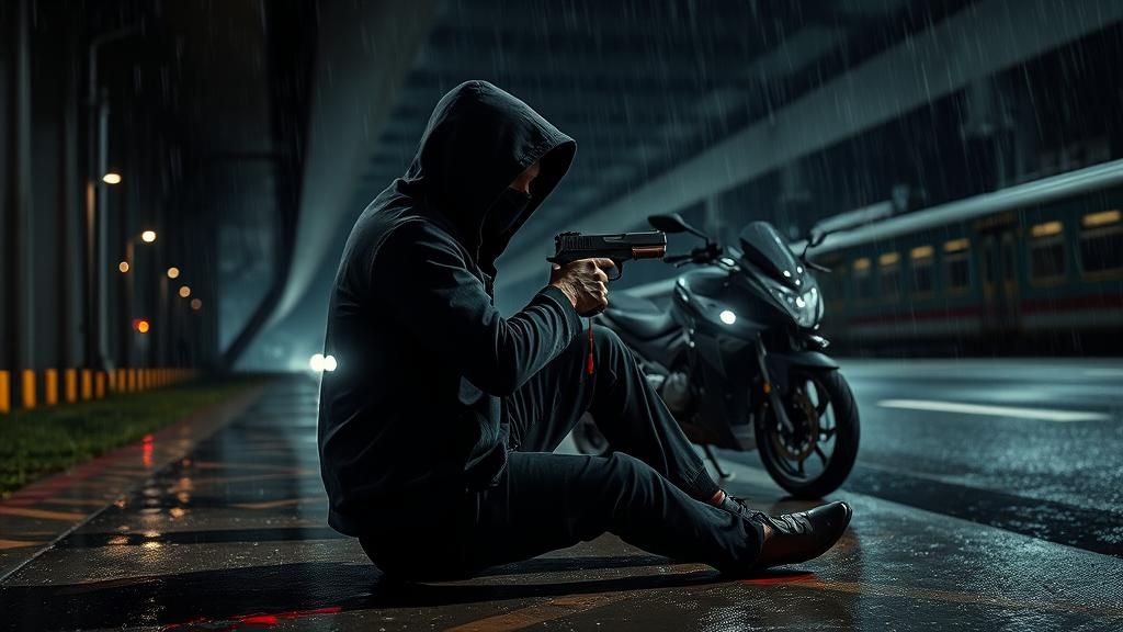 Mafia Man in Rain: A Cinematic Midnight Scene