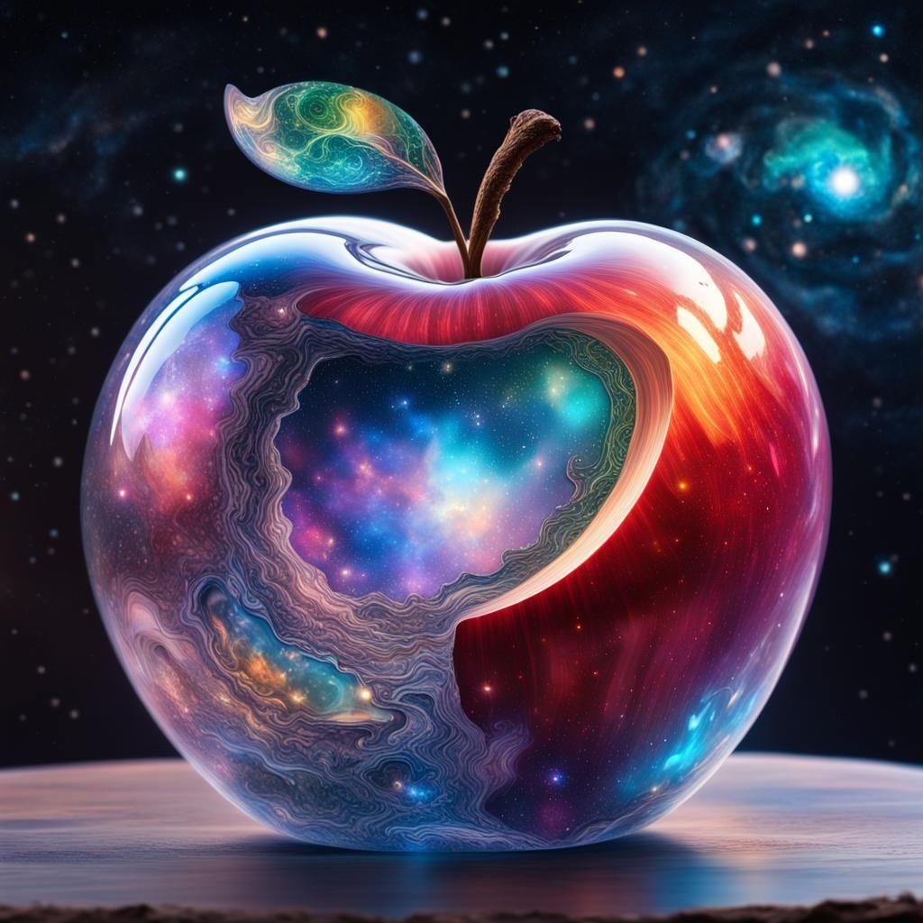 Glass Apple Containing a Galaxy in Astral Cosmic Style