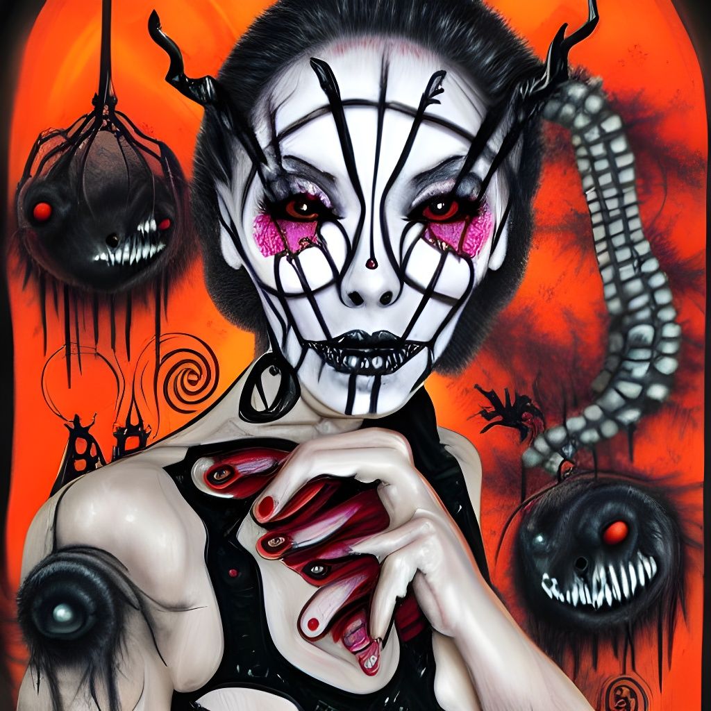 Macabre Burlesque Creature in Contemporary Art Style