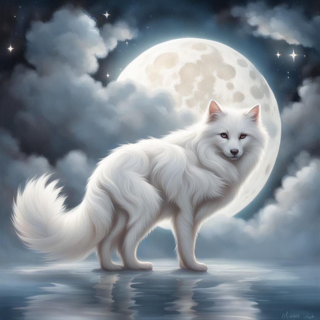 Whimsical White Creature in a Dreamlike World