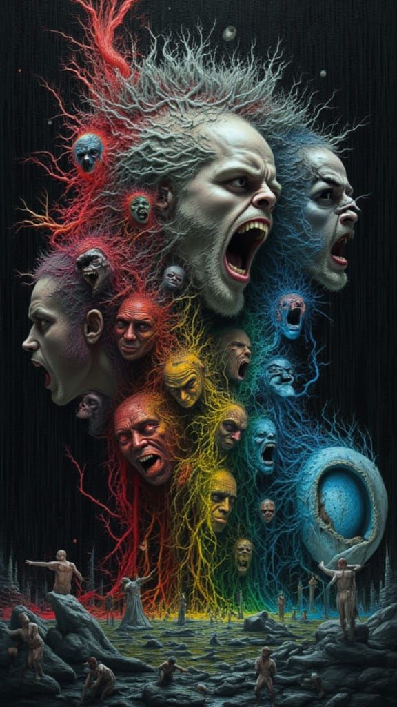 Mindscape of Emotions: Serene Face Amidst Chaotic Expression...