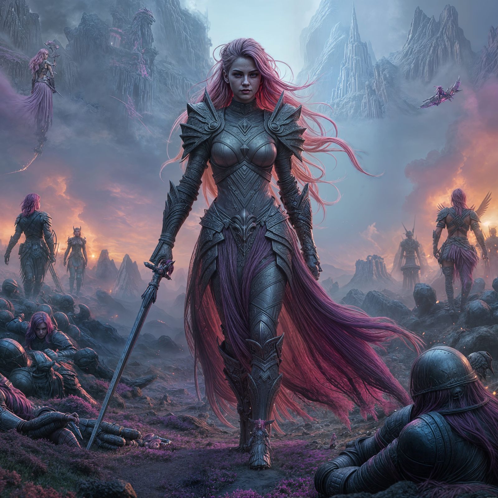 Valkyrie of Valhalla: A Striking Fantasy Warrior in Pastel H...