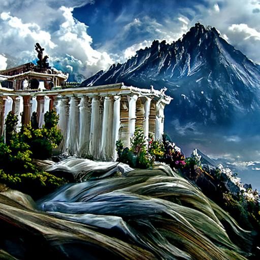Mount Olympus: Hyperrealistic Digital Illustration