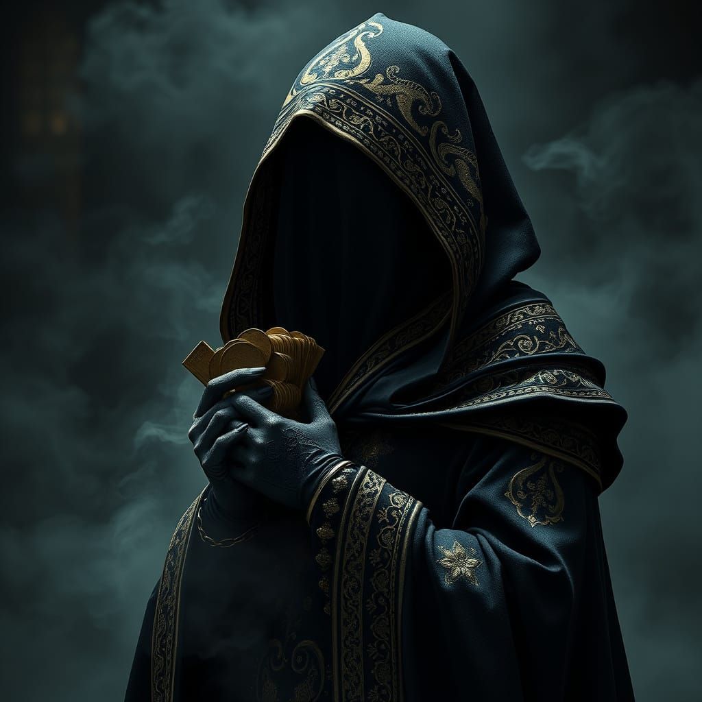 Mystical Dark Priestess in Gothic Setting