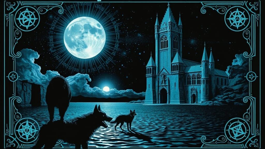 The Moon Tarot Card in Biomechanical Style