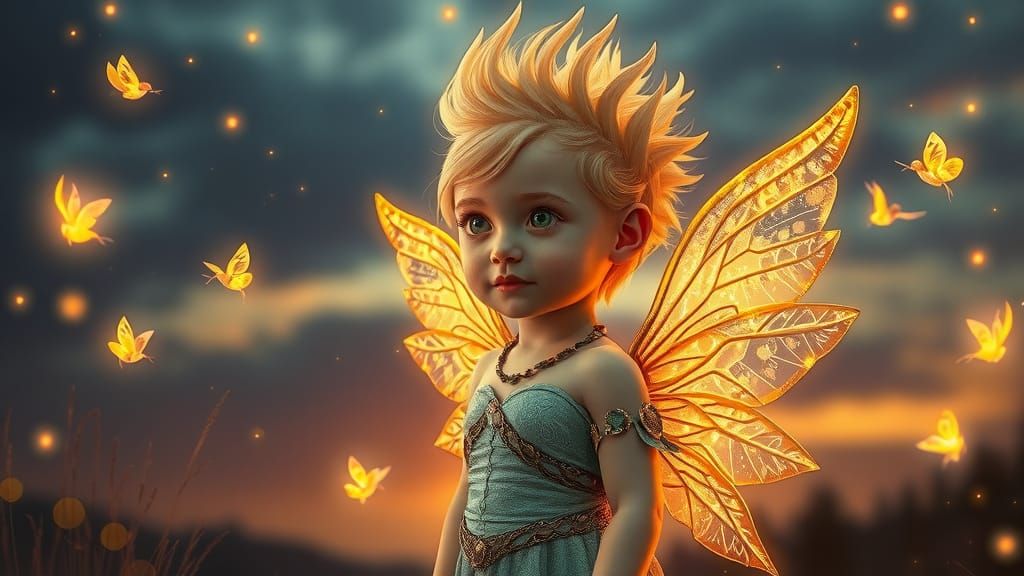 Baby Valkyrie Angel in Twilight with Pixies