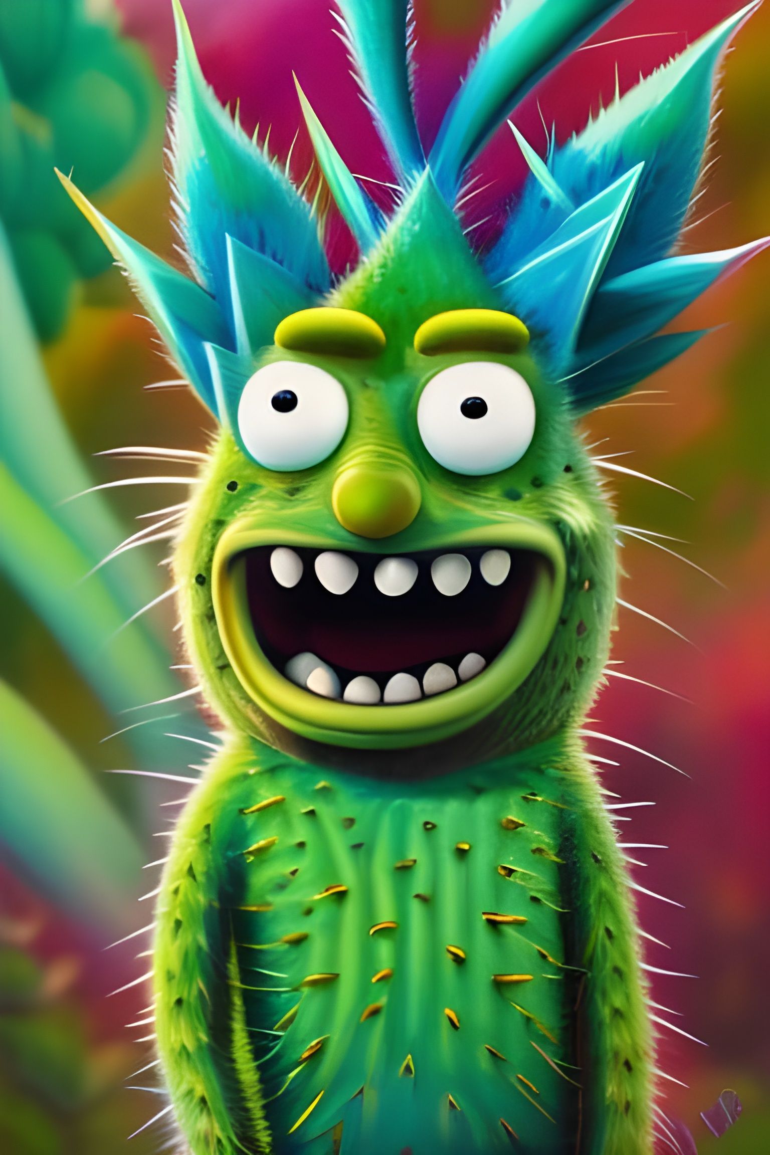 Prickle Rick: Rick Sanchez as Succulent, Watercolor Art