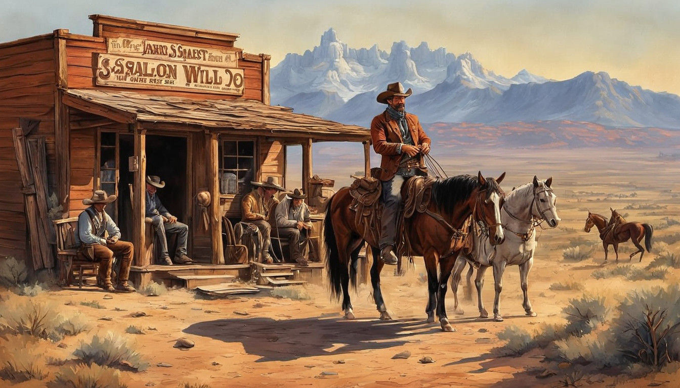 Cowboy in Cowboy Town at Sunset